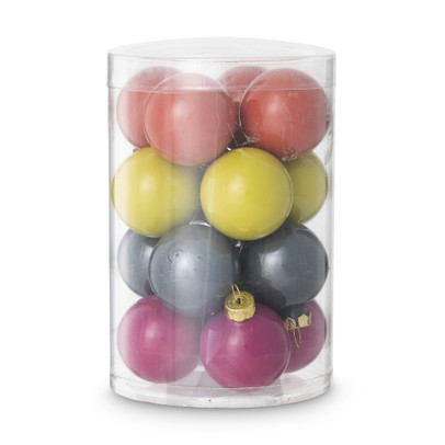 Box met kerstballen – multikleur – ø4 cm – set van 16
